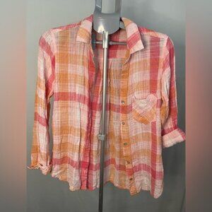 Bella Dahl Spring Plaid‎ Long Sleeve Button Up Shirt (M)